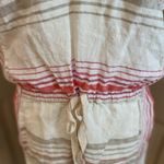 Loft  Ann Taylor cream striped linen short sleeve draw string waist. Size S. Photo 1