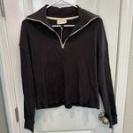 Universal Threads Universal Thread Black Waffle-Knit Quarter-Zip Sweatshirt Photo 0