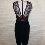 Theia Midnight Sheath Illusion Mesh Floral Applique Knee Photo 6