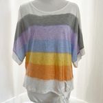 Democracy Oversized Colorful Striped Short Sleeve T-Shirt Photo 0