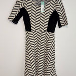 Le lis Samia knit jacquard fit and flare sweater dress black and cream small Photo 0