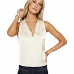Ramy Brook Blouse Size L ivory Jilly Tank Top Silky Old Money $275 NWT Photo 0