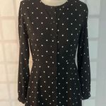 Loft Black White Polka Dot Long Sleeve Mini Button Down Shirt Dress Size 2 Photo 1