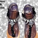Chase and Chloe  beautiful black braided strap thong sandals with gorgeous … Photo 1