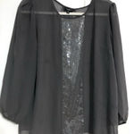 Talbots semi sheer sequined blouse grey women’s size 12 party holiday new years Photo 0
