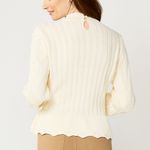 Draper James ‎ RSVP™ Cable Knit Ruffled Sweater Women's Small Cream Preppy Casual Photo 2