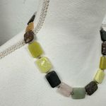Handmade Colorful Stone Necklace Short Beaded Jewelry Womens Casual Green Pink Photo 5