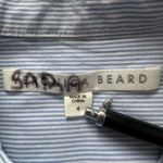 Veronica Beard Top Greer Pleated Stretch Cotton Shirt High Low Hem Striped Sz 4 Photo 9