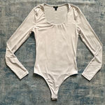 EXPRESS  Body Contour White Scoop Neck Long Sleeve Bodysuit S Photo 0