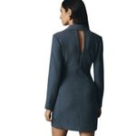 Anthropologie  Long Sleeve V Neck Blazer Mini Dress Navy Size 16 NEW Photo 6