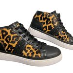 Michael Kors Shoes Womens Size 7M Black Leopard Print High Top Sneakers Leather Photo 0