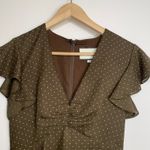 Alexis  Benza Flutter-Sleeve Short Chocolate Brown Dot Mini Dress Womens XS Photo 6
