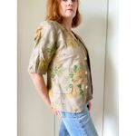 Vintage 80s Floral Print Blazer/Jacket Size M/8 Greens/Tans Cottagcore Tailored Green Photo 7