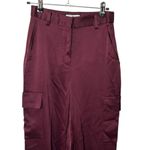 Babaton Satin Cargo Pants Women’s Size 00 Burgundy Utility Trousers Y2K Photo 1