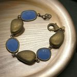 Ralph Lauren  Bracelet Matte Gold Tone Glass Faceted Blue Stones 6 3/4" Photo 0