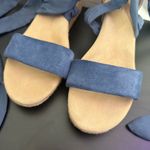 UGG  Trina Wedge Espadrille Ankle Wrap Tie Up Sandals Size 10 Blue Suede‎ BOHO Photo 4