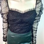 VICI Benefit Polka Dot Ruched Gathered Sleeve Mesh Tulle Top by Free the Roses Photo 5