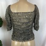 Anthropologie  Brown & Black Animal Print Short Sleeve Crop Top S Photo 2