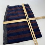 Club Monaco Skirt Womens 00 Blue Red Striped Faux Leather Trim Pencil Career Photo 6