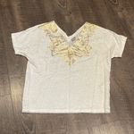 Chico's  linen T-shirt with a gold Lame’ pattern on the neck line Photo 0