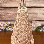 A New Day Paper Straw Handheld Small Tote Handbag Pink/Natural Photo 3