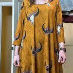 Boutique Cow Skull Print Dress Yellow Size XL Photo 1
