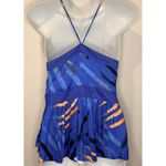 Free People  Endless Fun Blue Printed Flowy Babydoll Tank Top Size 8 EUC!! Photo 2