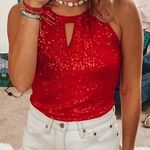 INC Red Sequin Top Photo 0