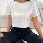SheIn EZwear Holographic Crop Tee Photo 0