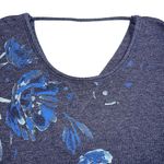 Maurice's Womens Sweatshirt Floral Print Cutout Long Sleeve Pullover Navy Blue 1X Photo 2