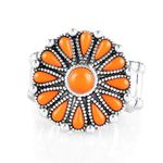 Paparazzi NWOT POPPY POP-TASTIC - ORANGE FLORAL SILVER RING -  Photo 1