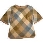 Vtg 1950s Petti Brown Tan Blue Plaid Wool Felt Back Zip Short Sleeve Top Sz S Photo 0