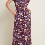 Modcloth NWOT Purple Floral Gallery Flattery Midi Tie Dress Photo 2