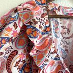 Sal Rosa Womens Dress Pink Multicolor Paisley Ruffle Collar Tiered Size Large Photo 5