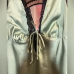 Victoria + Sophia Satin Green Mini Dress w/ Black Lace Trim Coquette Pistachio 💚 Photo 3