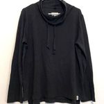 Lou & grey ANN TAYLOR LOFT Solid Black Drawstring Cowl Neck Pullover Sweatshirt Photo 0