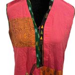 Vintage Patchwork Indie Hippie Earthy Eclectic Embroidered Woodland Tunic Top Size L Photo 1