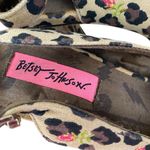 Betsey Johnson  Mystify Leopard Embroidered Sling Back Platform Heels size 8 Tan Photo 3