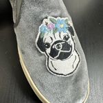 Soludos Velour slip on Pug Dog Floral Detail Sneakers Shoes Size 8 Grey Photo 2
