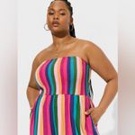 Torrid Washable Gauze Drape Leg Cover-Up Jumpsuit Colorful Striped Size 1X Photo 1