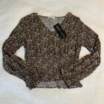 Paper Crane crop v-neck smocked floral top NWT green XS Photo 9