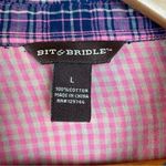 Bit & Bridle  Pink & Blue Pearl Snap Long Sleeve Rodeo Plaid Gingham Top L Photo 4