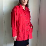 Liz Claiborne VTG Womens Red Barn Jacket Size Medkium Fisherman core Fall Photo 9