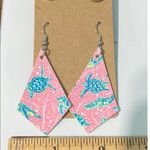 None Sea‎ Turtle Pink Dangle Earrings Blue Druzy Stud Photo 1