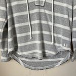 Billabong Women's Gray &White Striped Terry Cloth Long Sleeve Hoodie Size M Photo 3