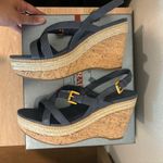 Prada leather cork wedges in blue Photo 8