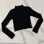 Aerie Blizzard Waffle Mockneck Cropped Shirt Women’s Small Black Winter Ski Cozy Photo 2