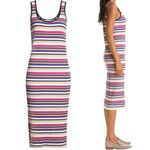 Club Monaco NWT  Dress Summer Stripes Rib Knit Midi Tank Dress Women’s Size Large Photo 13