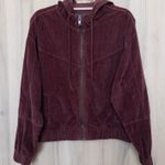 American Eagle Womens Corduroy Jacket Size M Burgundy Hooded Y2K Street Retro Red Size M Photo 0