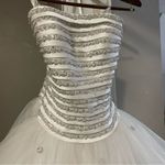 Justin Alexander Wedding Strapless Tulle Pearl Princess Wedding Gown Dress‎ 8945 White Size 8 Photo 1